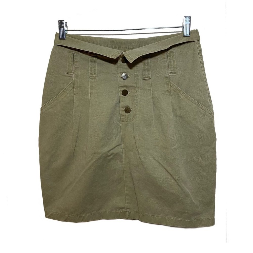 Rare Vintage Palmetto‘s Denim Fold/Flap Waist Mini Skirt Size 9 Khaki